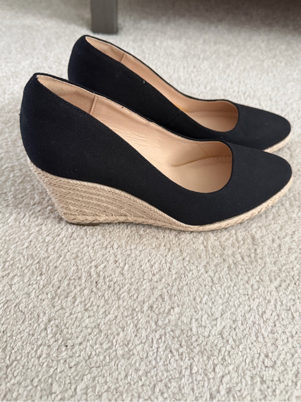 New!! Black Canvas Espadrille Wedge Heels - Classic Women's Pumps 6
